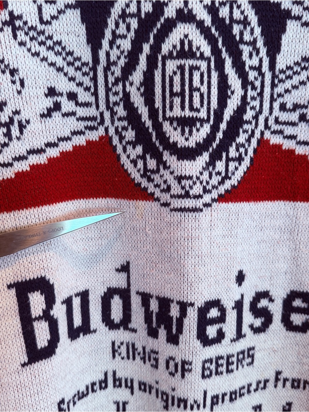 Budweiser Vintage 70s Knit Sweater Novelty Adult M Made In USA Beer Americana - Picture 6 of 6